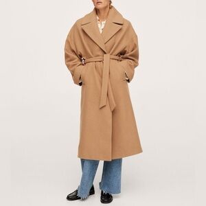 MANGO MNG Gorgeous Wool Blend Wide Lapel Oversized Coat